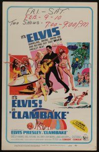 6b257 CLAMBAKE WC '67 McGinnis art of Elvis Presley in speed boat with sexy babes, rock & roll!