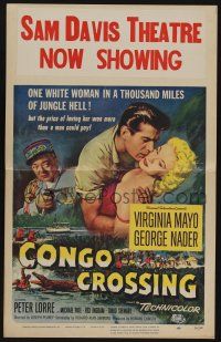 6b264 CONGO CROSSING WC '56 sexy Virginia Mayo is one white woman in 1,000 miles of jungle hell!