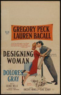 6b278 DESIGNING WOMAN WC '57 different art of Gregory Peck & Lauren Bacall kissing!