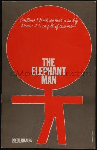6b114 ELEPHANT MAN stage play WC '79 great big head artwork by Gilbert Lesser, Broadway!