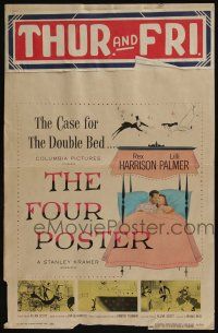 6b311 FOUR POSTER WC '52 art of Rex Harrison & Lilli Palmer laying together in bed!