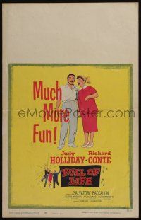 6b316 FULL OF LIFE WC '57 artwork of newlyweds Judy Holliday & Richard Conte, much more fun!