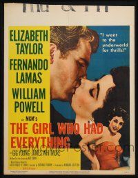 6b323 GIRL WHO HAD EVERYTHING WC '53 sexy Elizabeth Taylor goes to the underworld for thrills!