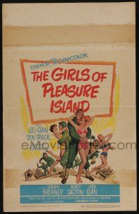 6b324 GIRLS OF PLEASURE ISLAND WC '53 Leo Genn, Don Taylor, wacky art of soldiers w/sexy girls!