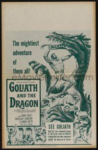6b335 GOLIATH & THE DRAGON Benton WC '60 cool fantasy art of Mark Forest battling the giant beast!