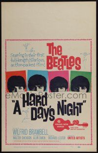 6b345 HARD DAY'S NIGHT WC '64 great image of The Beatles in their first film, rock & roll classic!
