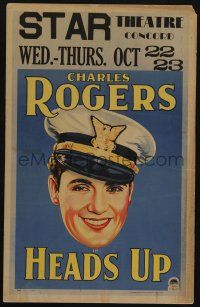 6b346 HEADS UP WC '30 great c/u art of Coast Guard recruit Charles Buddy Rogers wearing his cap!