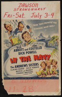 6b368 IN THE NAVY WC '41 cool art of Bud Abbott & Lou Costello as sailors & the Andrews Sisters!