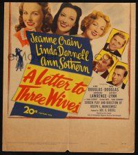 6b401 LETTER TO THREE WIVES WC '49 Jeanne Crain, Linda Darnell, Ann Sothern, young Kirk Douglas!