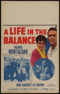 6b403 LIFE IN THE BALANCE WC '55 early Ricardo Montalban, Anne Bancroft, violent Lee Marvin!