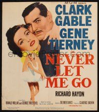 6b449 NEVER LET ME GO WC '53 romantic close up of Clark Gable & sexy Gene Tierney!