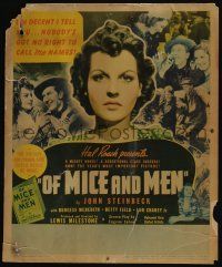 6b457 OF MICE & MEN WC '40 different ad campaign pushing Betty Field as denying she's bad!