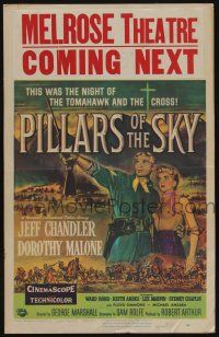 6b480 PILLARS OF THE SKY WC '56 soldier Jeff Chandler & pretty Dorothy Malone fight Indians!