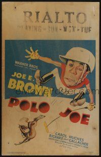 6b482 POLO JOE WC '36 art of wacky polo player Joe E. Brown being thrown from horse!
