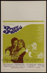 6b484 PRETTY POISON WC '68 cool artwork of psycho Anthony Perkins & crazy Tuesday Weld!