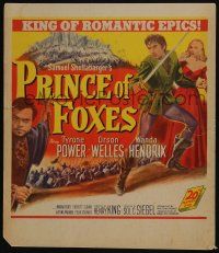 6b486 PRINCE OF FOXES WC '49 Orson Welles, Tyrone Power w/sword protects pretty Wanda Hendrix!