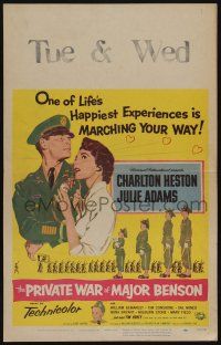 6b489 PRIVATE WAR OF MAJOR BENSON WC '55 art of officer Charlton Heston & pretty Julie Adams!