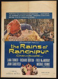 6b497 RAINS OF RANCHIPUR WC '55 Lana Turner, Richard Burton, rains couldn't wash their sin away!