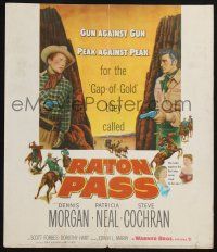 6b498 RATON PASS WC '51 Dennis Morgan, Patricia Neal, Cochran, gun against gun, peak against peak!