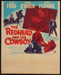 6b499 REDHEAD & THE COWBOY WC '51 great romantic super close up of Glenn Ford & Rhonda Fleming!