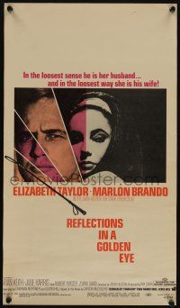 6b501 REFLECTIONS IN A GOLDEN EYE WC '67 Huston, cool image of Elizabeth Taylor & Marlon Brando!