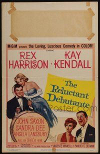 6b502 RELUCTANT DEBUTANTE WC '58 artwork of Rex Harrison & sexy grown up Sandra Dee!