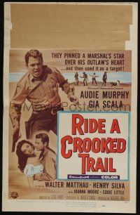 6b506 RIDE A CROOKED TRAIL WC '58 they pinned a marshal's star over Audie Murphy's outlaw heart!