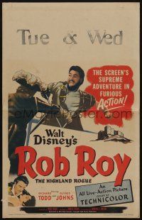 6b509 ROB ROY WC '54 Disney, artwork of Richard Todd as The Scottish Highland Rogue!