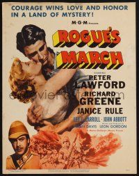 6b513 ROGUE'S MARCH WC '52 Peter Lawford, Janice Rule & Richard Greene in a land of mystery!