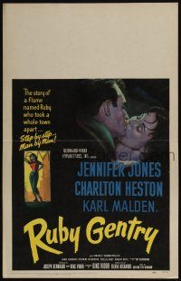 6b518 RUBY GENTRY WC '53 art of super sleazy bad girl Jennifer Jones kissing Charlton Heston!
