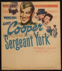 6b531 SERGEANT YORK WC '41 great headshot artwork of Gary Cooper in uniform, Howard Hawks