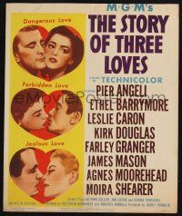 6b570 STORY OF THREE LOVES WC '53 Kirk Douglas, Pier Angeli, Leslie Caron, Granger, James Mason