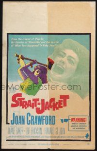 6b571 STRAIT-JACKET WC '64 art of crazy ax murderer Joan Crawford, directed by William Castle!