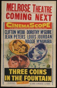 6b604 THREE COINS IN THE FOUNTAIN WC '54 Clifton Webb, Dorothy McGuire, Jean Peters, Louis Jourdan