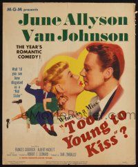 6b610 TOO YOUNG TO KISS WC '51 Van Johnson spanking June Allyson + great romantic close up!