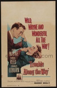 6b620 TROUBLE ALONG THE WAY WC '53 great image of John Wayne fooling around with Donna Reed!
