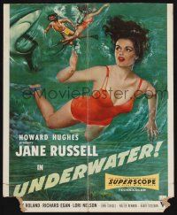 6b626 UNDERWATER WC '55 Howard Hughes, sexiest artwork of skin diver Jane Russell!