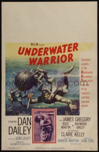 6b627 UNDERWATER WARRIOR WC '58 cool art of underwater demolition team scuba diver Dan Dailey!