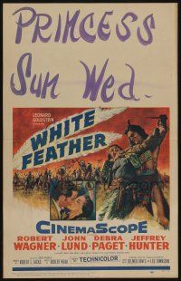 6b645 WHITE FEATHER WC '55 art of Robert Wagner & Native American Debra Paget!