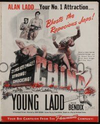 6b027 CHINA pressbook '43 for every girl trapped, barechested Alan Ladd kills a thousand Japanese!