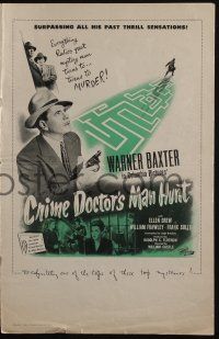 6b031 CRIME DOCTOR'S MAN HUNT pressbook '46 detective Warner Baxter, from famous radio program!