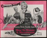 6b004 HOW TO MARRY A MILLIONAIRE pressbook '53 sexy Marilyn Monroe, Betty Grable & Lauren Bacall!