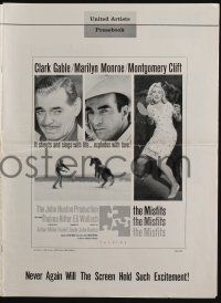 6b007 MISFITS pressbook '61 Huston, Clark Gable, Marilyn Monroe, Montgomery Clift, Hirschfeld art!