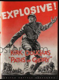 6b070 PATHS OF GLORY pressbook '58 Stanley Kubrick, great artwork of Kirk Douglas in WWI!