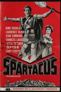 6b080 SPARTACUS pressbook '62 classic Stanley Kubrick & Kirk Douglas epic, cool gladiator artwork!