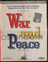 6b092 WAR & PEACE pressbook '56 art of Audrey Hepburn, Henry Fonda & Mel Ferrer, Leo Tolstoy epic!
