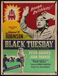 6c193 BLACK TUESDAY 30x40 '55 most ruthless Edward G. Robinson, Jean Parker, electric chair art!