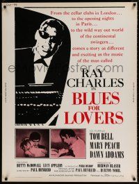 6c195 BLUES FOR LOVERS 30x40 '66 Ballad in Blue, cool b&w image of Ray Charles playing piano!