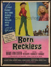 6c196 BORN RECKLESS 30x40 '59 great full-length image of sexy rodeo cowgirl Mamie Van Doren!