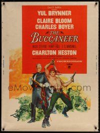 6c199 BUCCANEER 30x40 '58 Yul Brynner, Charlton Heston, directed by Anthony Quinn!